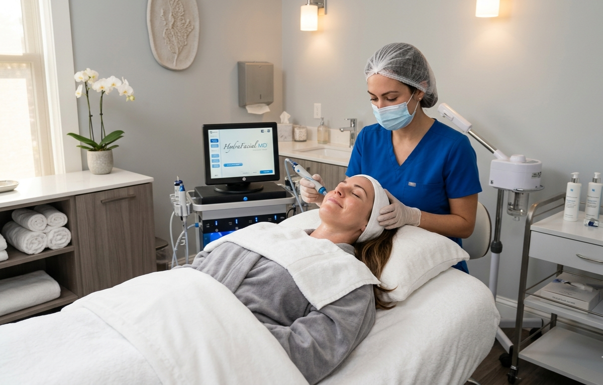 Patient receiving aesthetic treatment